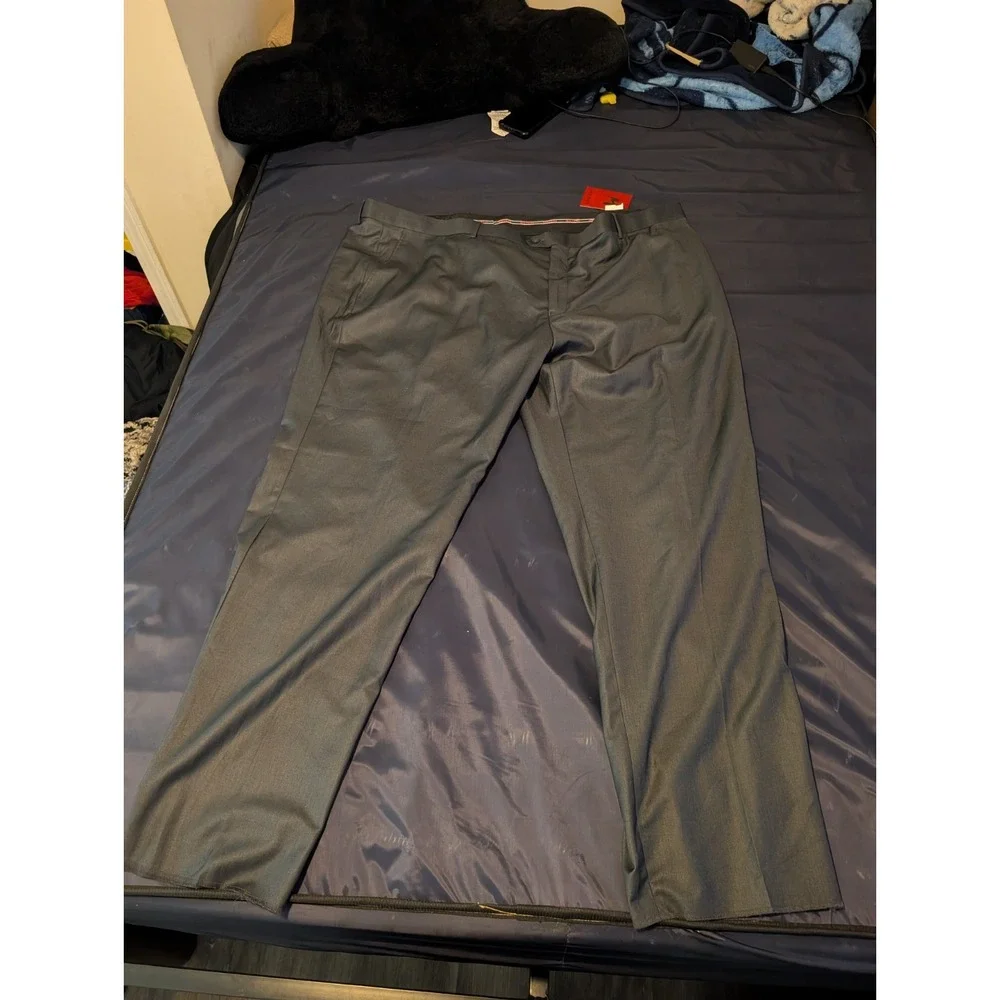 Mazari Dress Pants Mens 34 Gray Slim Flat Front Straight Leg Twill Lined